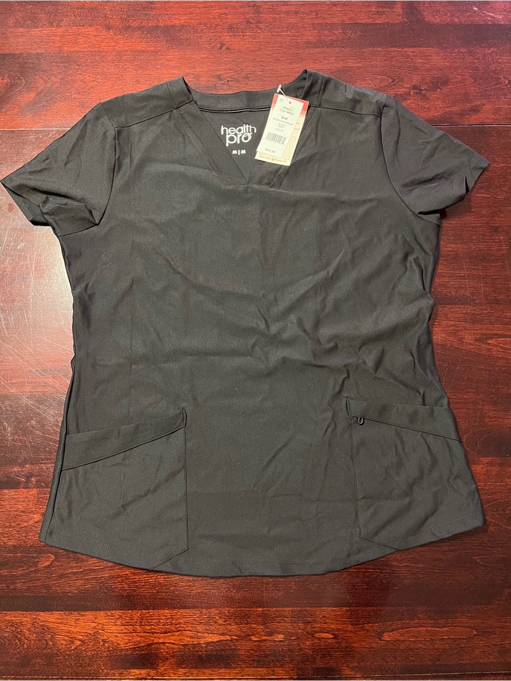 Health Pro Women's Black V-Neck Short Sleeve Scrub Top